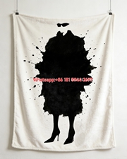 Balenciaga Ink Silhouette Fur Coat Flannel Sofa Throw Blanket for Wall Hanging BA086